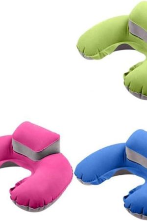 Inflatable U-Shaped Neck Pillow - Comfortable Sleeping Cushion for Outdoor Travel, Rosy Colour, for Car & Airplane