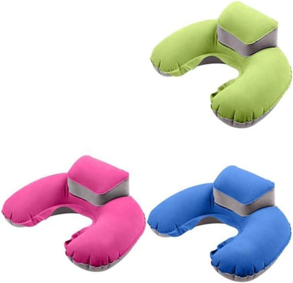 Inflatable U-Shaped Neck Pillow - Comfortable Sleeping Cushion for Outdoor Travel, Rosy Colour, for Car & Airplane
