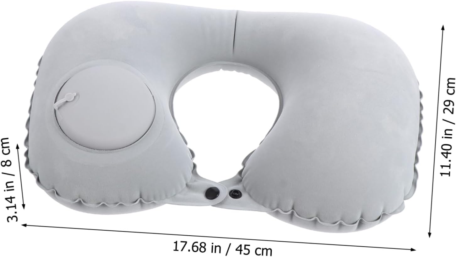 2 Pack Flocking Neck Pillow - U-Shaped Portable for Sleep, Grey & Red, Ergonomic Support for Head, Neck & Chin, Easy to Fold - Image 2