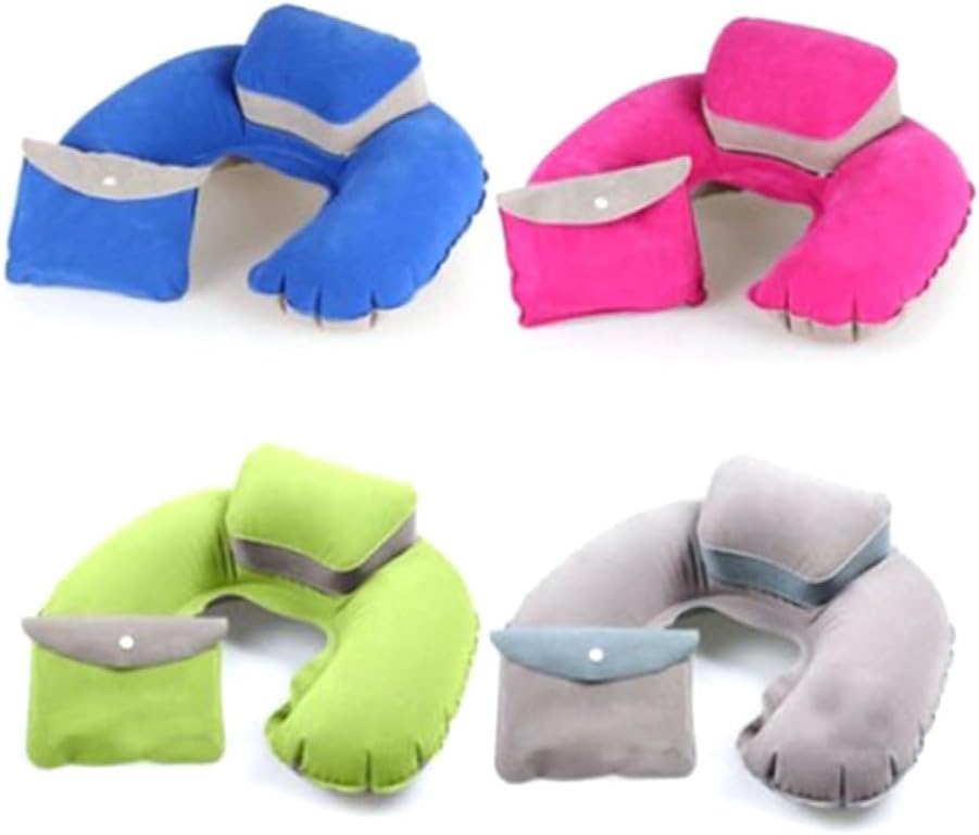 Inflatable U-Shaped Neck Pillow - Ergonomic Cushion for Outdoor Use, Rose Colour