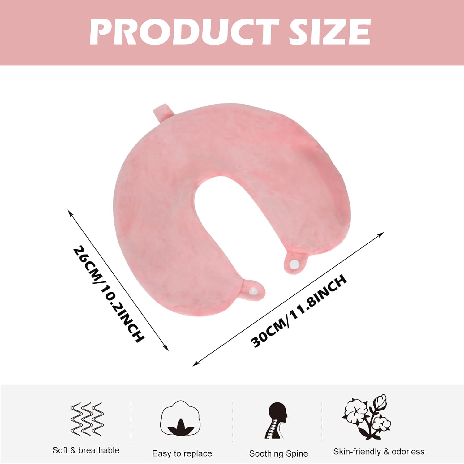 Travel Neck Pillow Cover - Replacement Case, Pure, Soft & Smooth, Washable (Cover Only, No Filler) - Image 2
