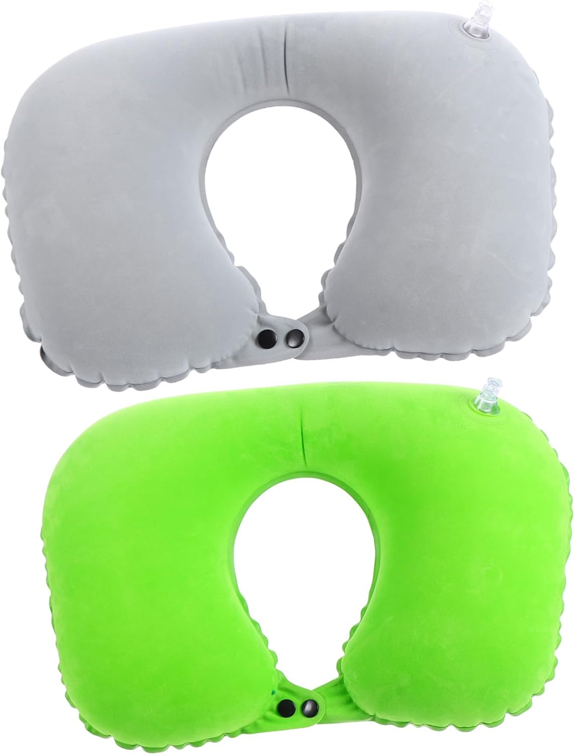 2 Pack Flocking Neck Pillow - U-Shaped Portable for Sleep, Grey & Red, Ergonomic Support for Head, Neck & Chin, Easy to Fold