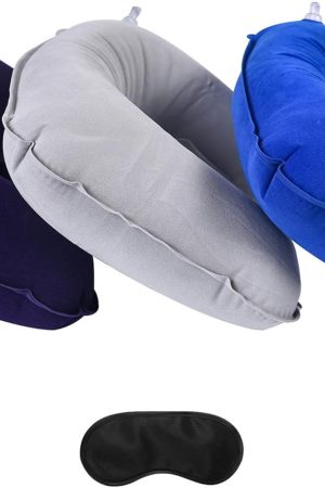 3 Pack Inflatable Travel Neck Pillow - Head, Neck & Lumbar Support, for Airplane, Car, Train, Bus, Camping, Home Office, Ultralight Portable