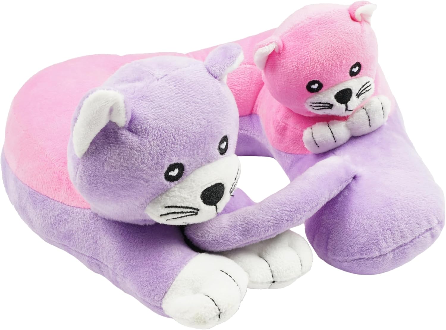Kids Airplane Neck Pillow - Cute Animal Pal (Kittens) for Neck Support on Planes, Trains & Cars