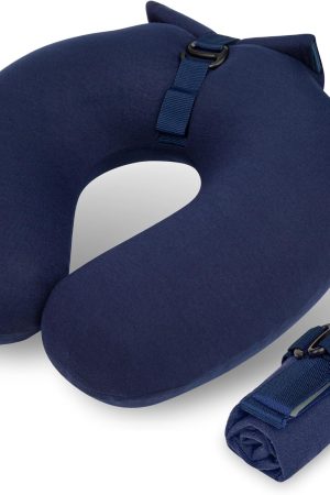 Single-Breath Inflation Neck Pillow - Portable Inflatable for Long Flight, Airplane, Car, Blue