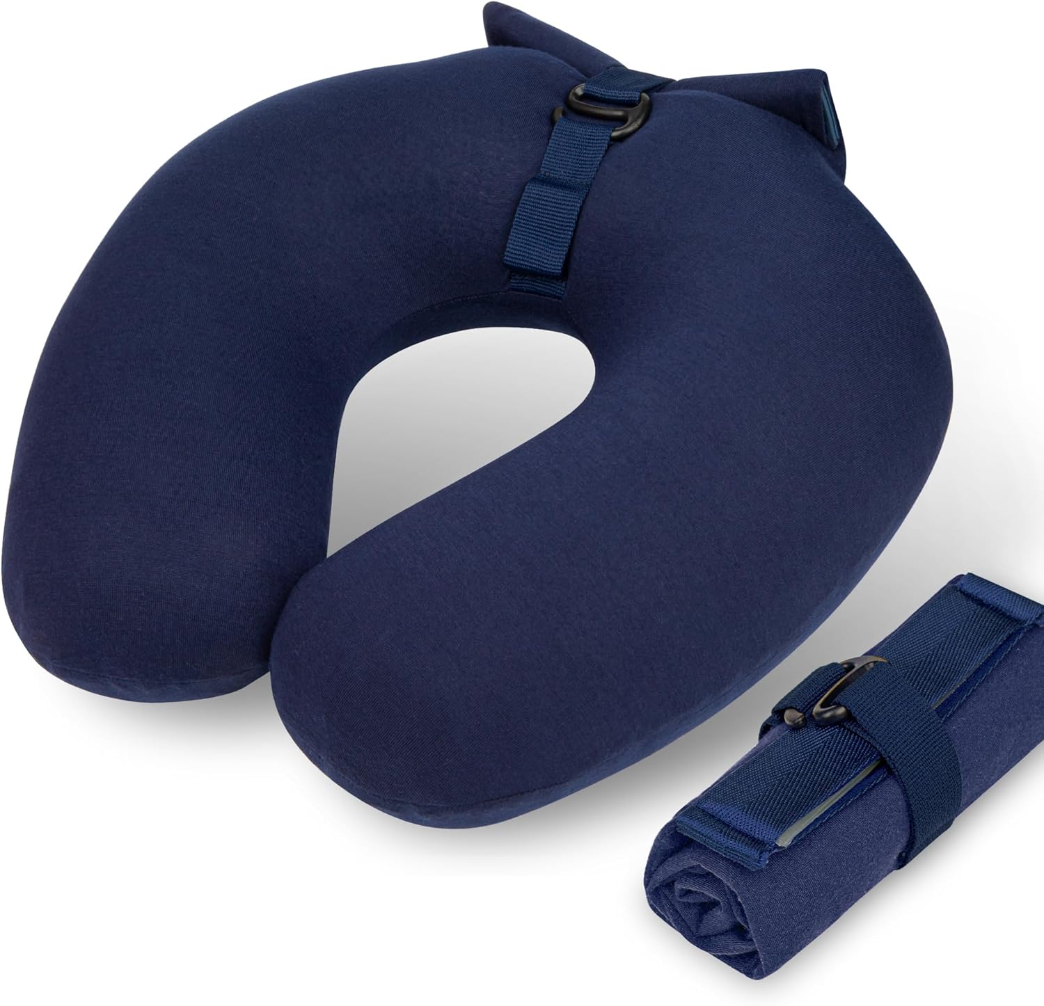 Single-Breath Inflation Neck Pillow - Portable Inflatable for Long Flight, Airplane, Car, Blue