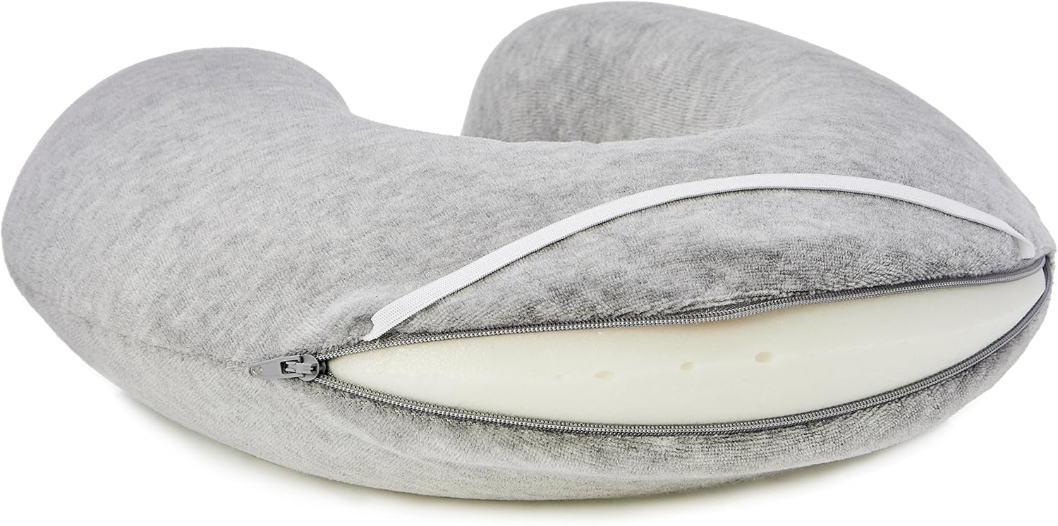 Semicircular Memory Foam Neck Pillow - Grey - Image 2