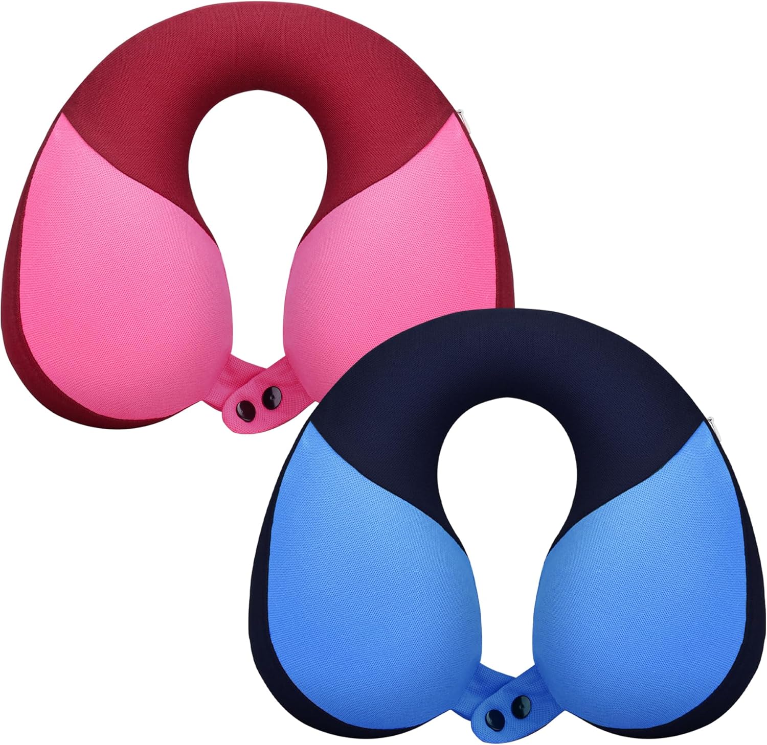 2 Pack Kids Travel Neck Pillow - Soft Double Support for Car & Airplane, Gift for Toddlers & Children, Blue & Pink